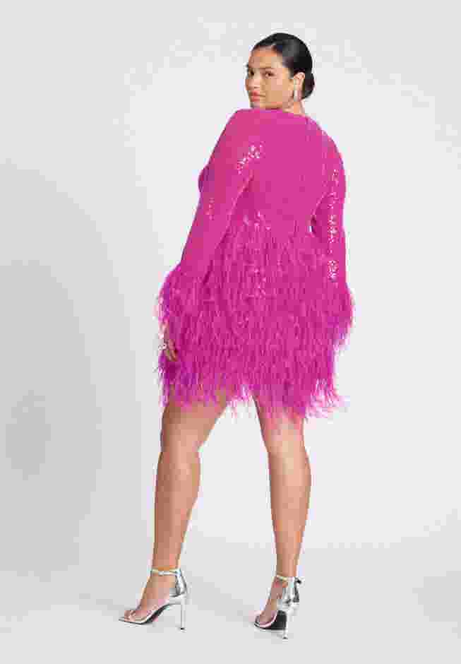 ELOQUII x kate spade new york Sequin And Feather Mini Dress image number 2