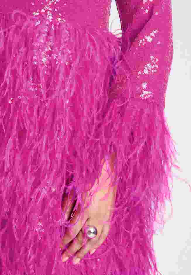 ELOQUII x kate spade new york Sequin And Feather Mini Dress image number 4