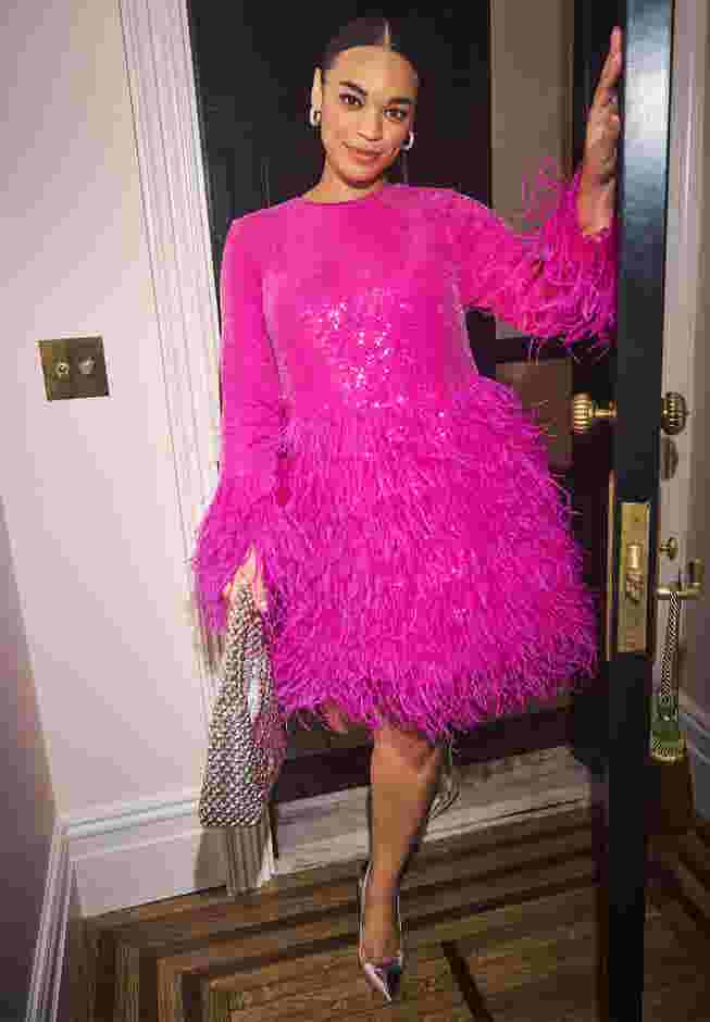 ELOQUII x kate spade new york Sequin And Feather Mini Dress image number 0
