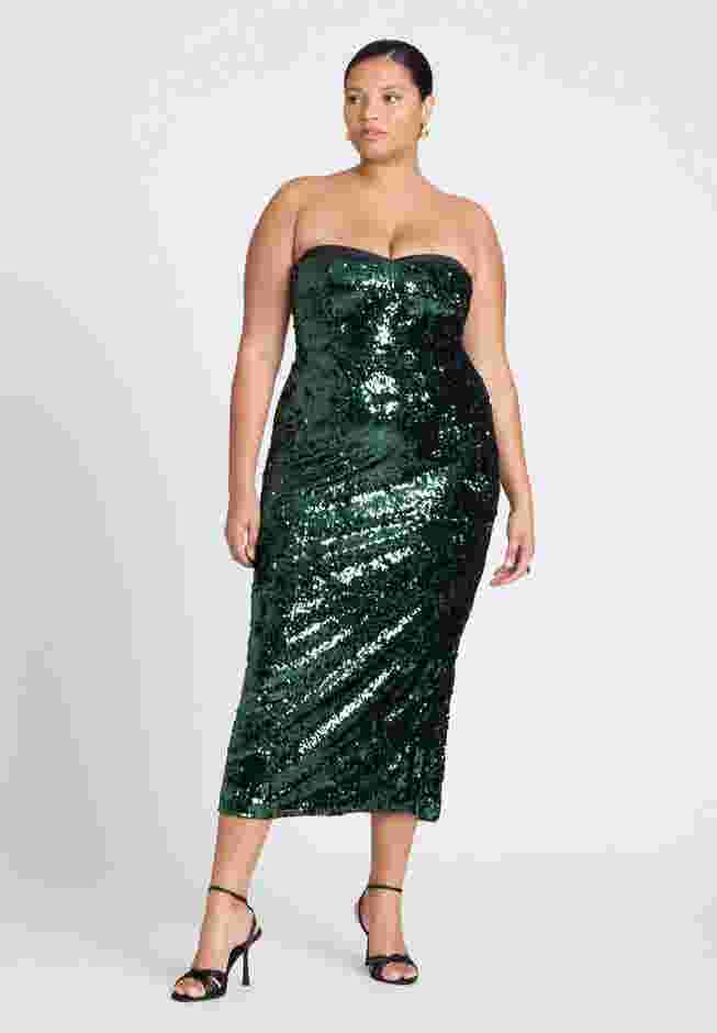ELOQUII x kate spade new york Sequin Column Dress With Bustier image number 1