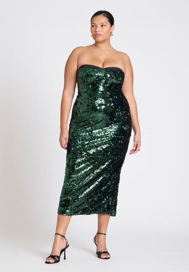 ELOQUII x kate spade new york Sequin Column Dress With Bustier image number null