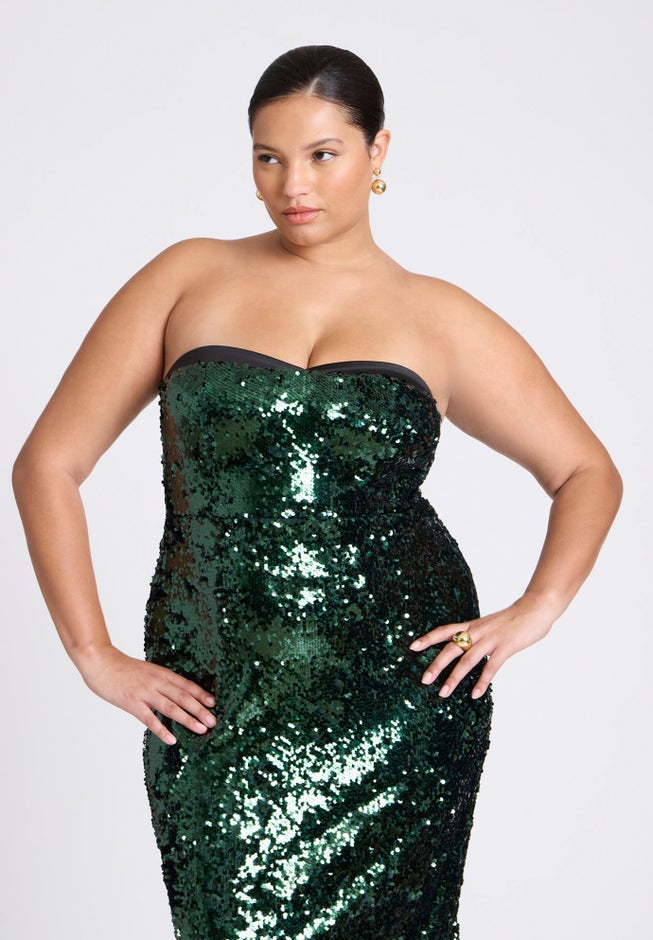 ELOQUII x kate spade new york Sequin Column Dress With Bustier image number null