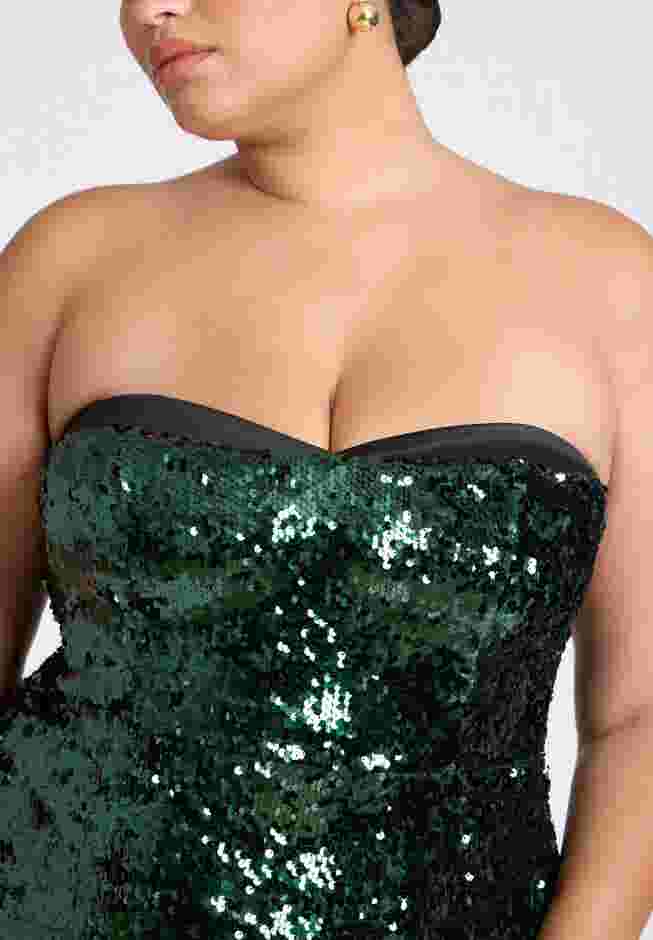 ELOQUII x kate spade new york Sequin Column Dress With Bustier image number 5
