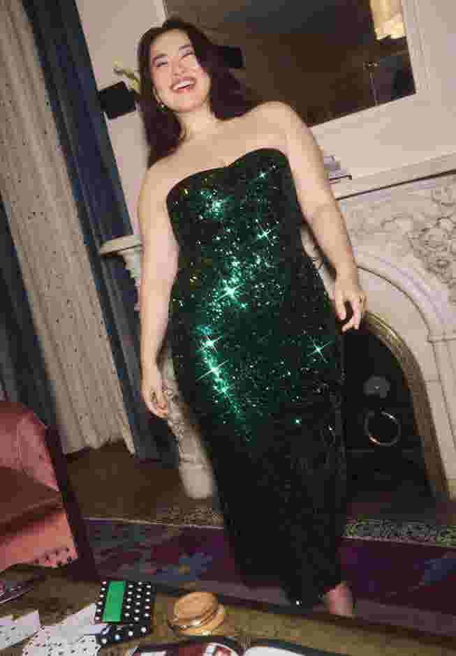 ELOQUII x kate spade new york Sequin Column Dress With Bustier image number 0
