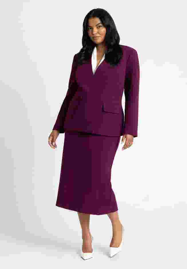 The 365 Semi Stretch Double Breast Collarless Blazer image number 2