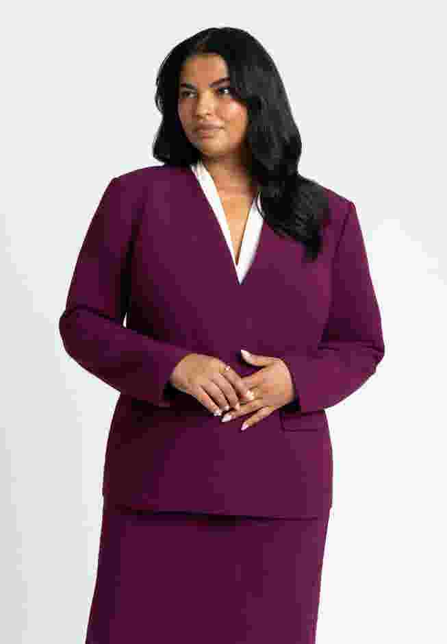 The 365 Semi Stretch Double Breast Collarless Blazer image number 0