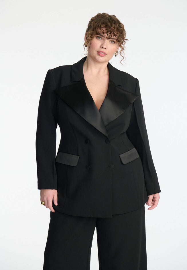 ELOQUII x kate spade new york Tailored Contrast Lapel Blazer image number 1
