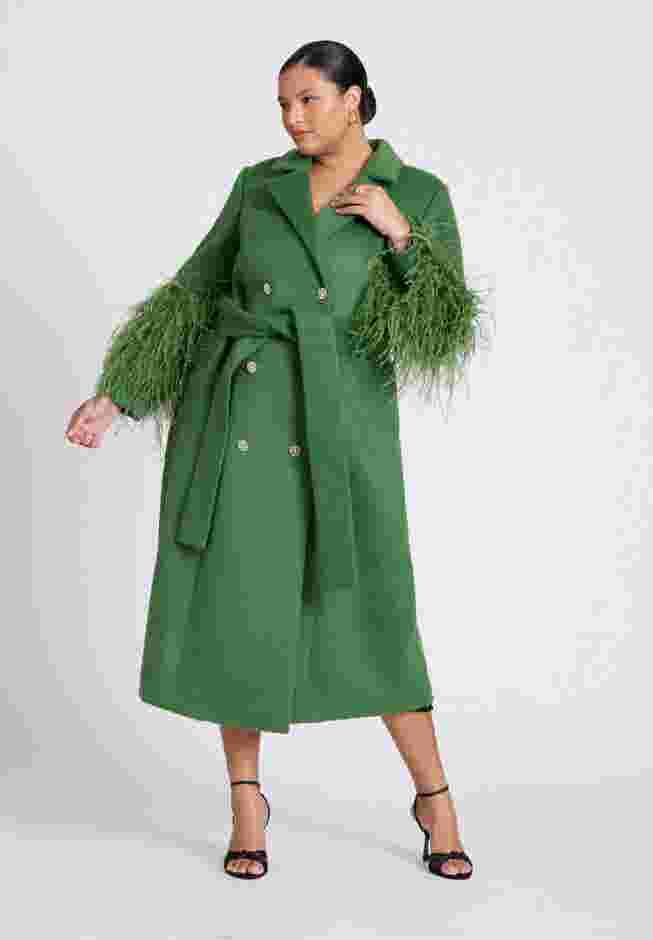 ELOQUII x kate spade new york Feather Sleeve Wool Coat image number 1