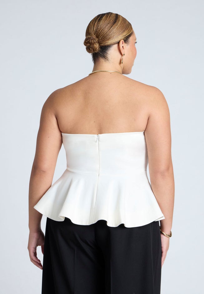 Strapless Flared Peplum Top image number 1