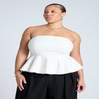 Strapless Flared Peplum Top image number null