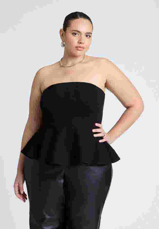 Strapless Flared Peplum Top image number 0