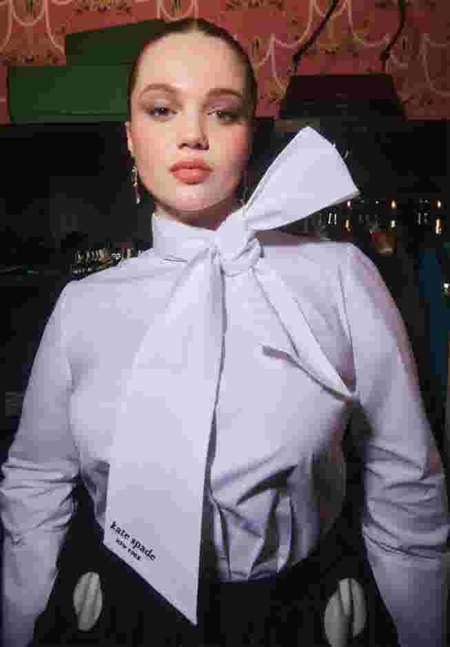 ELOQUII x kate spade new york Dramatic Bow Poplin Blouse image number 0