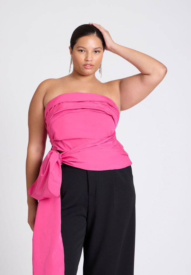 ELOQUII x kate spade new york Pleated Tie Detail Top image number 1