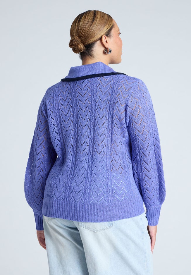 Collared Sweater With Tie image number 1