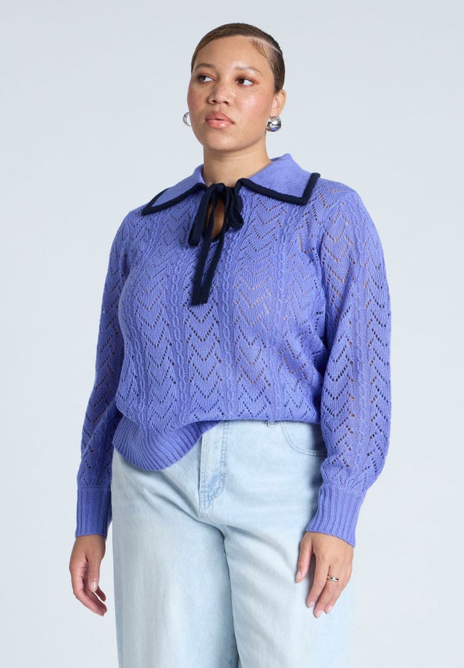 Collared Sweater With Tie image number 0