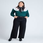 Sheer Yoke Sweater With Tie Neck image number null