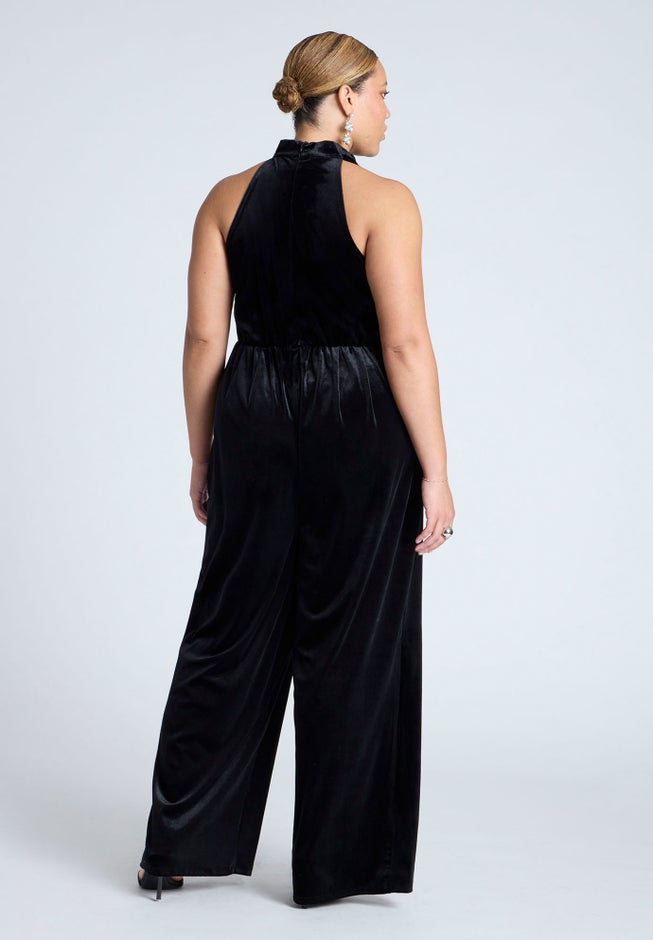 Velvet Halter Jumpsuit image number 1