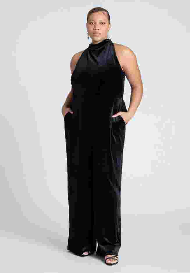 Velvet Halter Jumpsuit image number 0