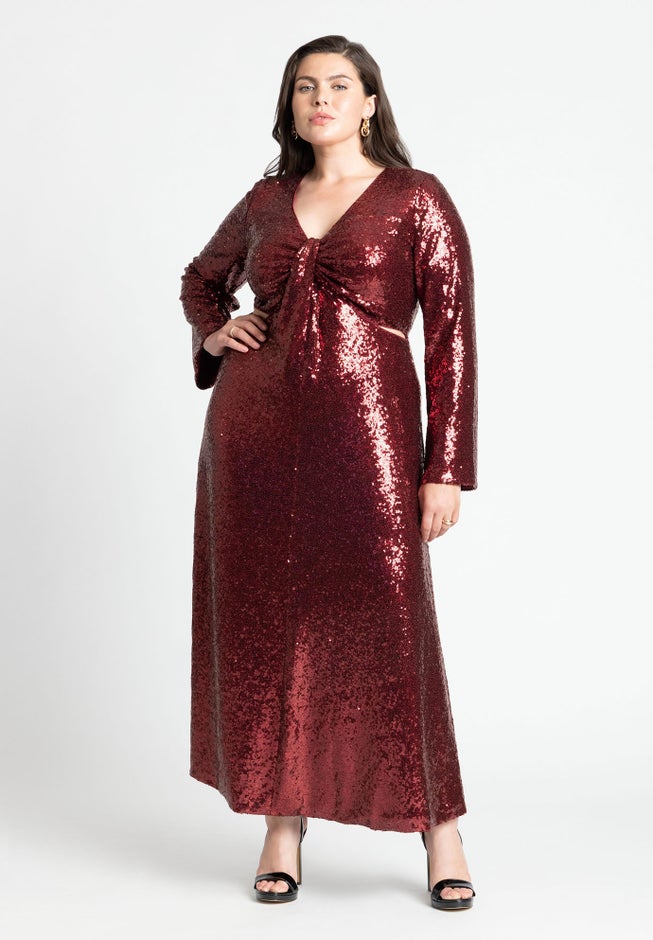 Sequin Maxi Dress With Cutout image number 1