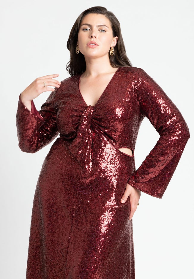 Sequin Maxi Dress With Cutout image number 3