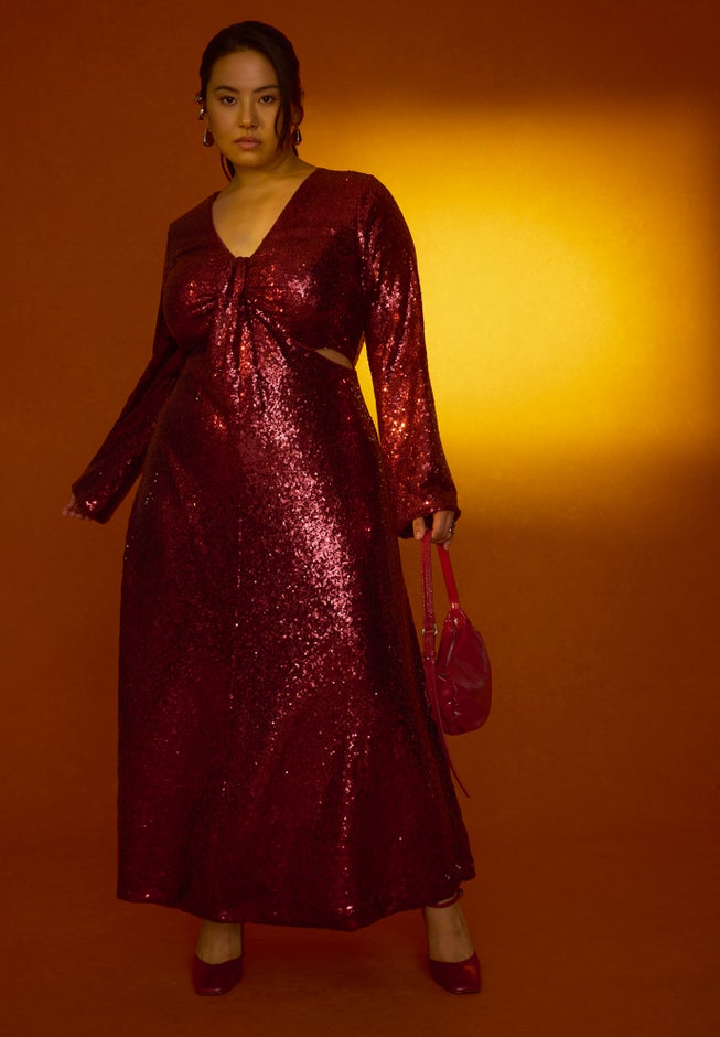 Sequin Maxi Dress With Cutout image number 0
