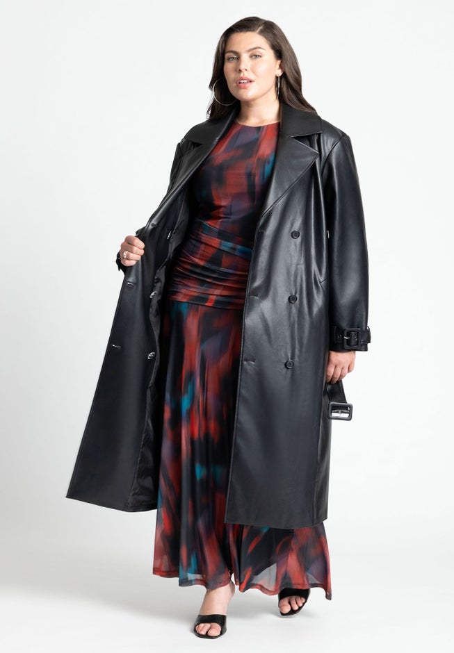 Faux Leather Trench Coat image number 1