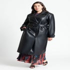 Faux Leather Trench Coat image number null