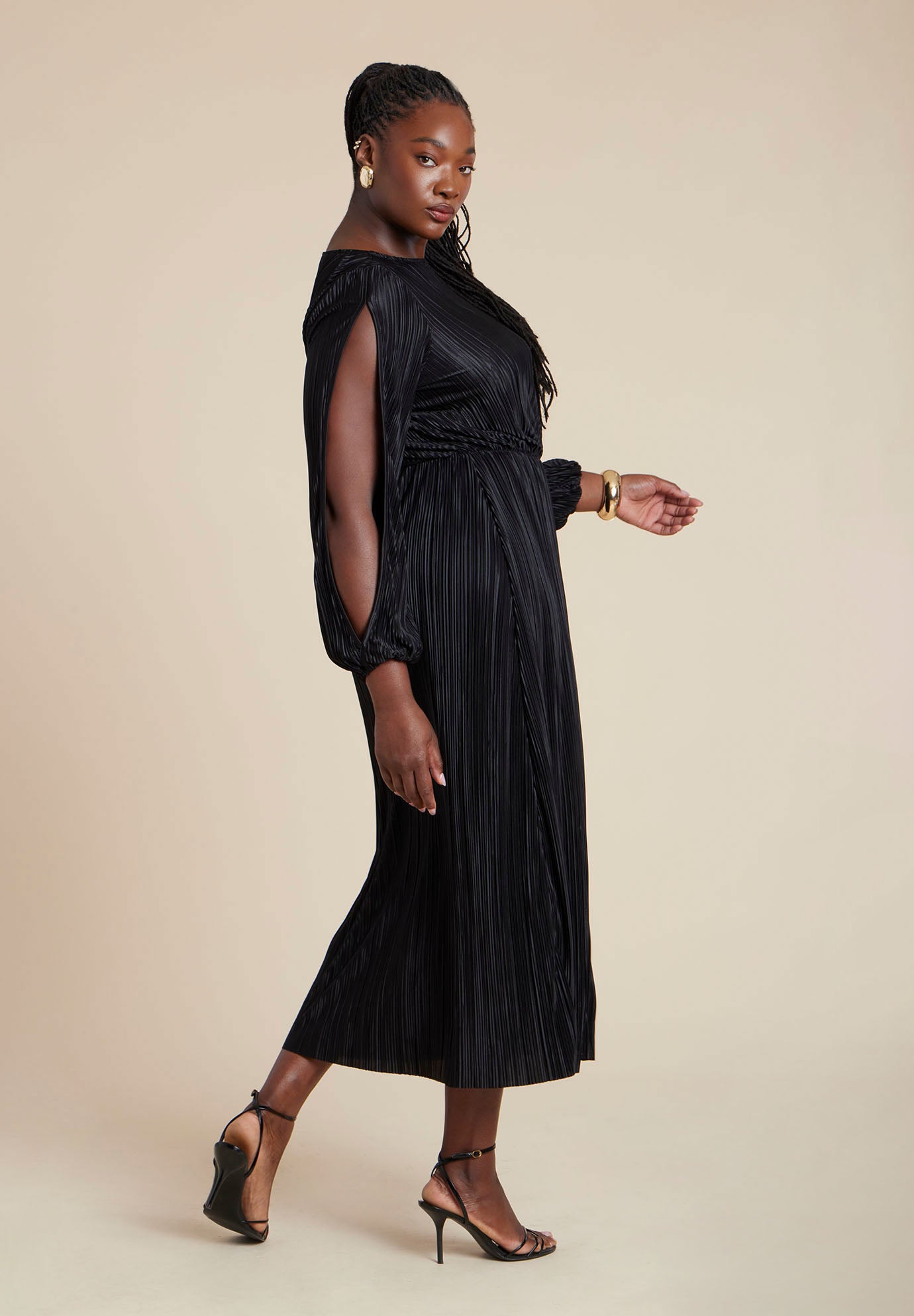 Plisse Open Sleeve Dress image number 1