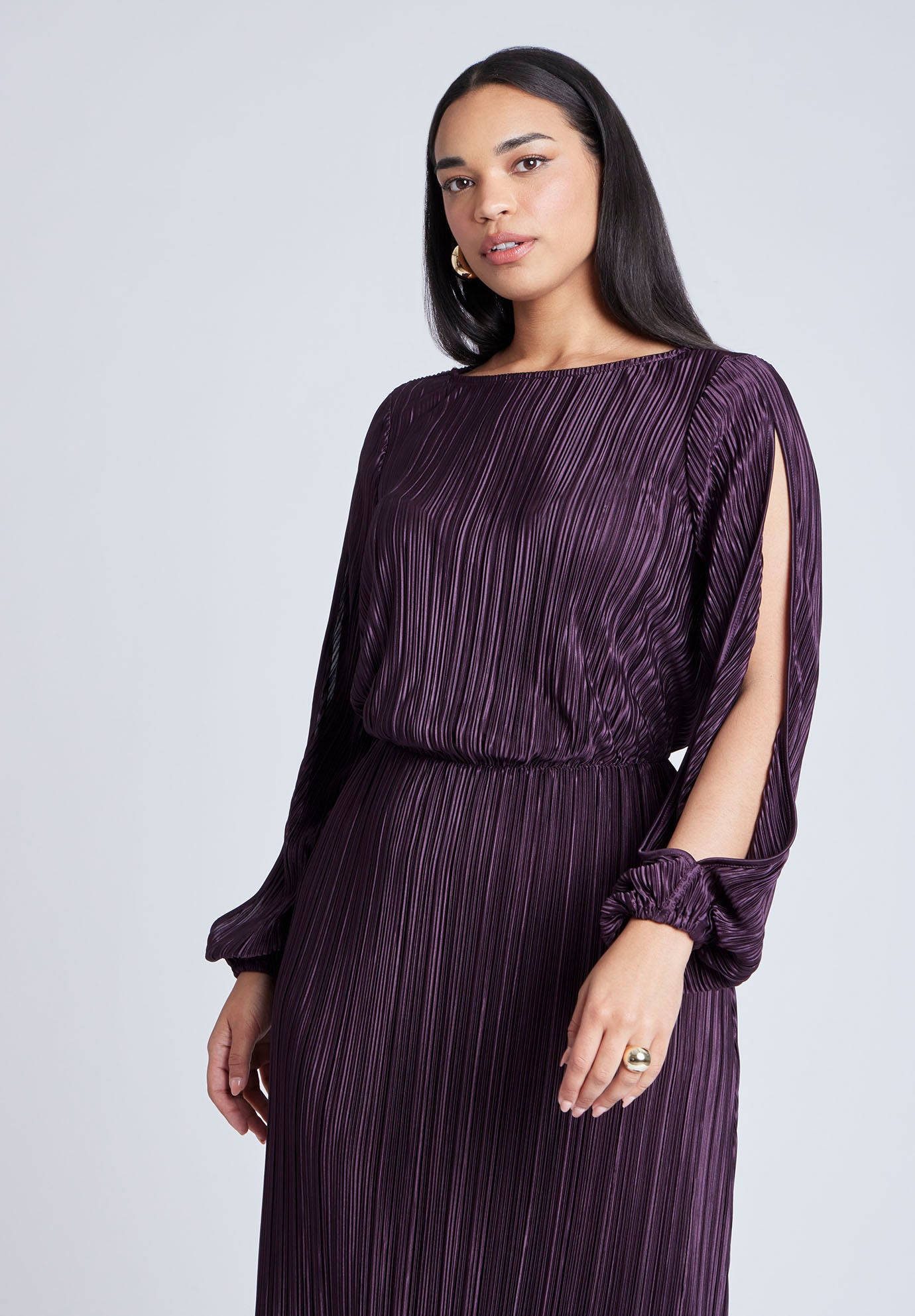 Plisse Open Sleeve Dress image number 1