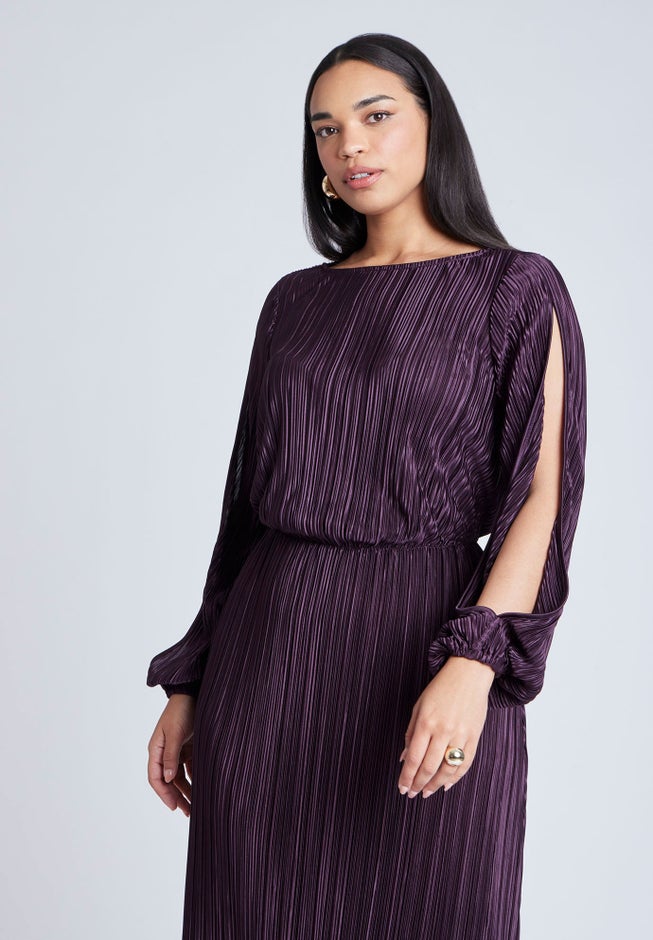 Plisse Open Sleeve Dress image number 1