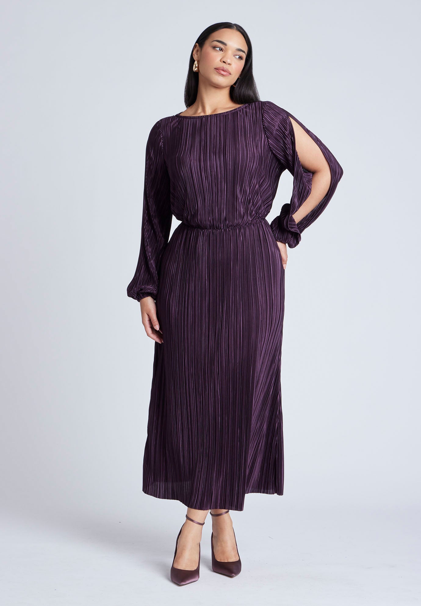 Plisse Open Sleeve Dress image number 2