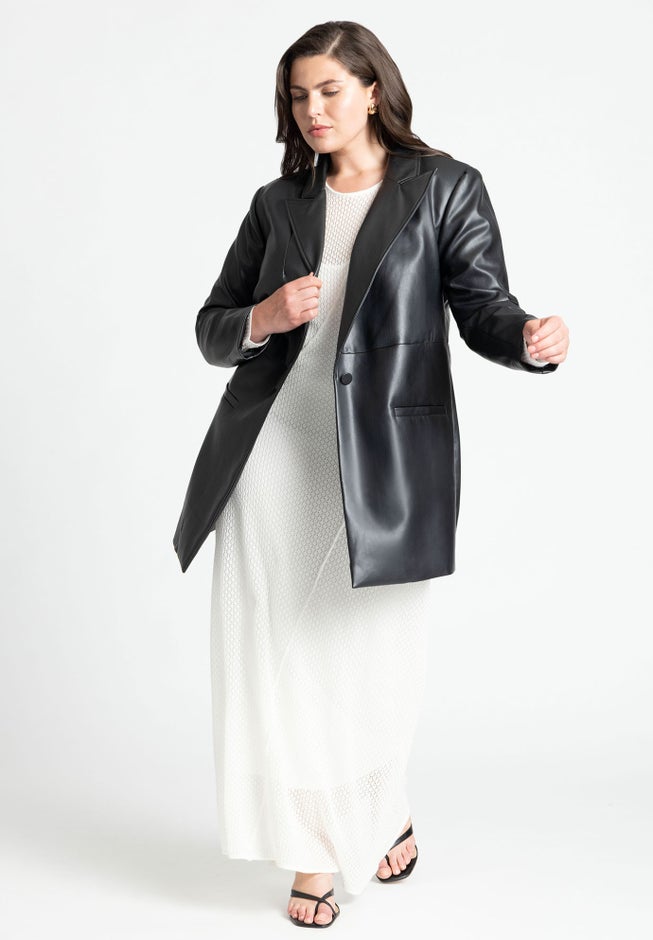 Sleek Faux Leather Blazer image number null