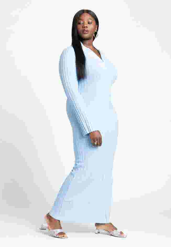 Zipper Sweater Dress With Collar image number 1