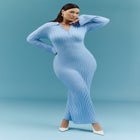 Zipper Sweater Dress With Collar image number null