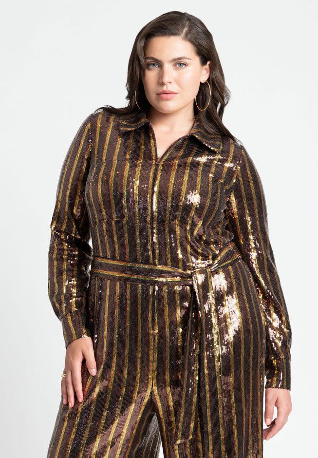 Stripe Sequin Jumpsuit image number null