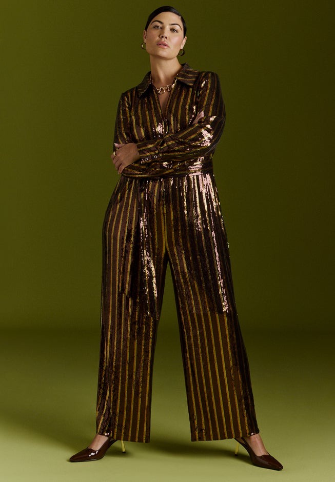 Stripe Sequin Jumpsuit image number null