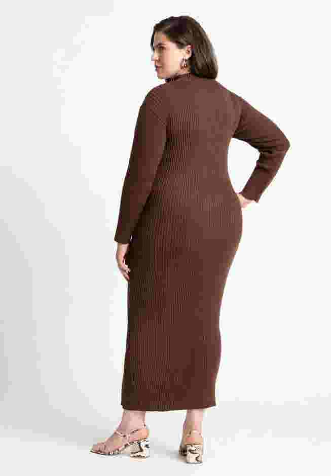 Turtle Neck Sweater Dress W Zipper Slit image number 2