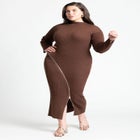 Turtle Neck Sweater Dress W Zipper Slit image number null