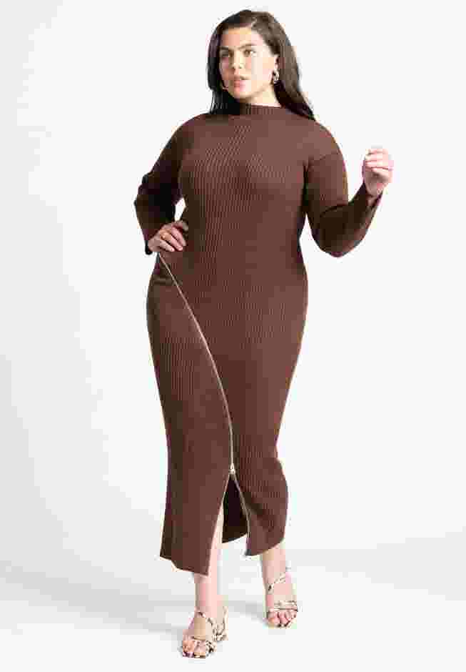 Turtle Neck Sweater Dress W Zipper Slit image number 4