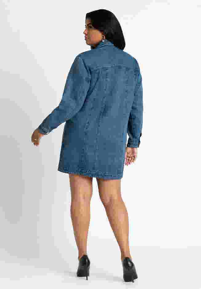 Denim Mini Shirt Dress image number 1