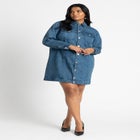 Denim Mini Shirt Dress image number null