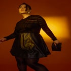 Faux Leather Bubble Hem Skirt image number null