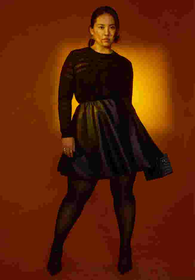 Faux Leather Bubble Hem Skirt image number 0