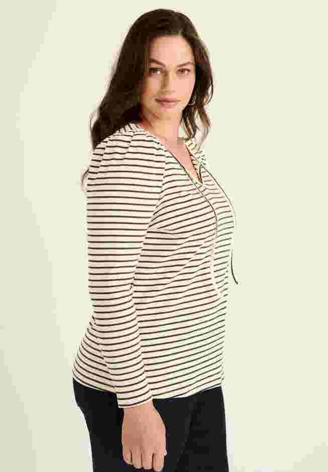 Mutton Sleeve Striped Top image number 2