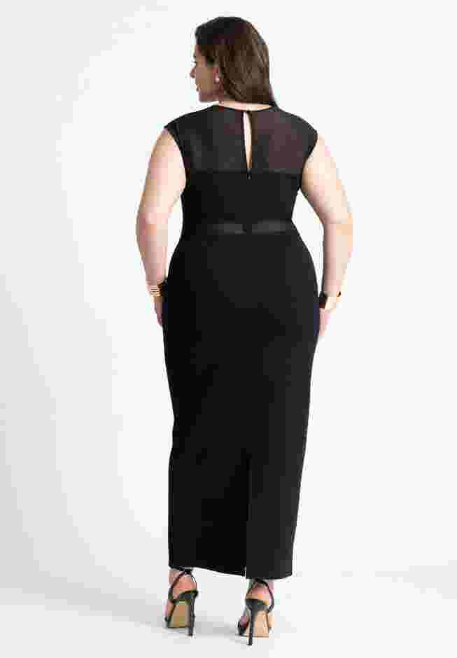Cap Sleeve Mesh Midi Dress image number 1