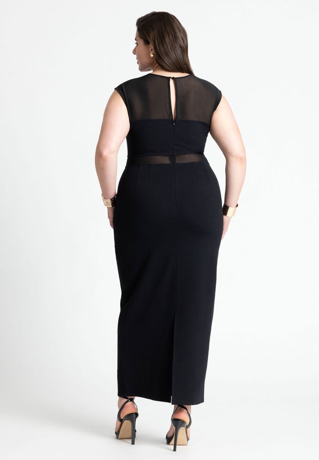 Cap Sleeve Mesh Midi Dress image number null