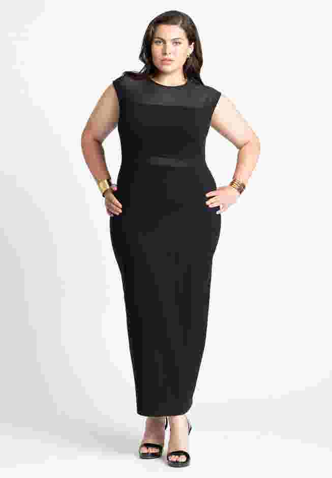 Cap Sleeve Mesh Midi Dress image number 0