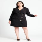 Strong Shoulder Mini Blazer With Gold Buttons image number null