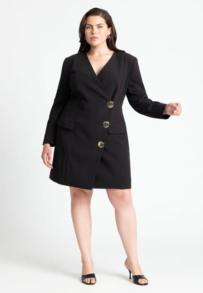 Strong Shoulder Mini Blazer With Gold Buttons image number 1