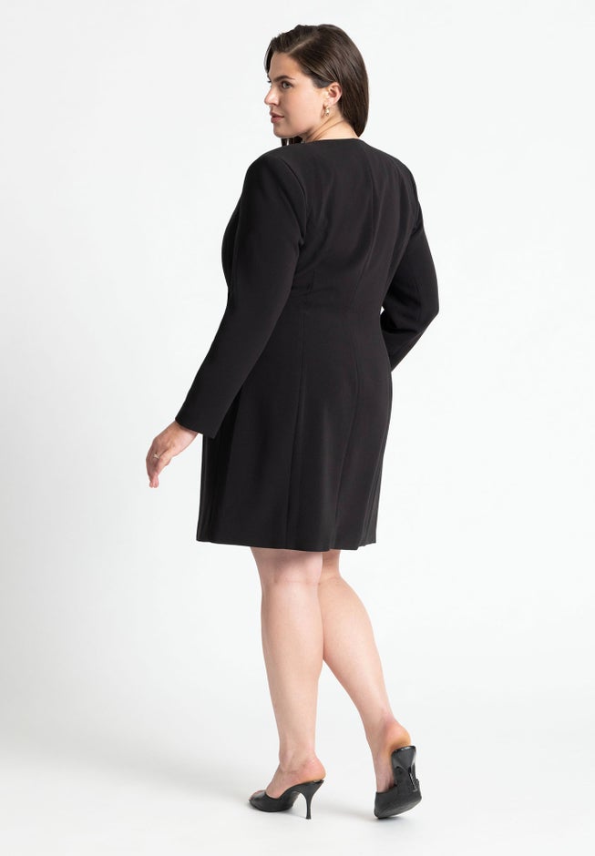 Strong Shoulder Mini Blazer With Gold Buttons image number 2